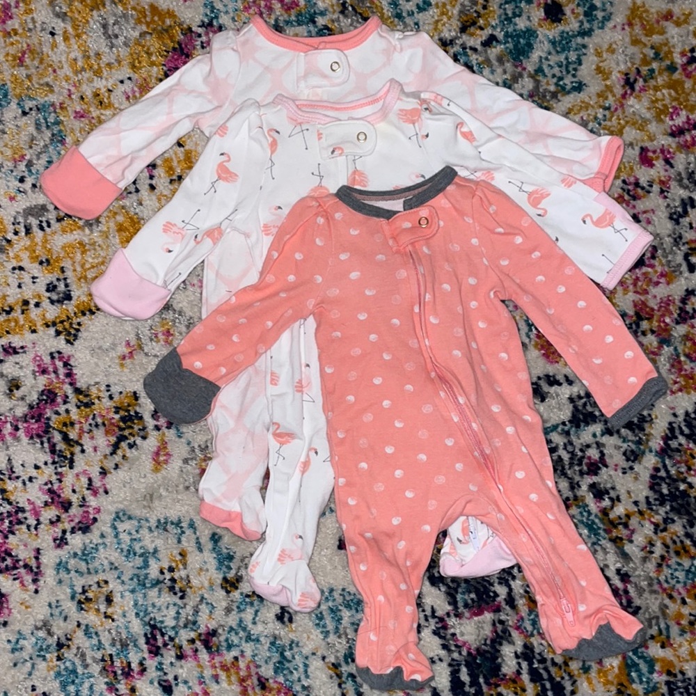 Baby girls long sleeve footies